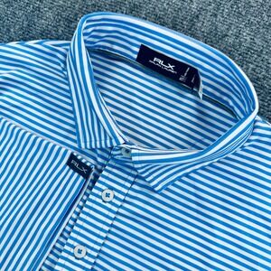 RLX Ralph Lauren Classic Fit Performance Polo Shirt Men's XL Blue White Striped